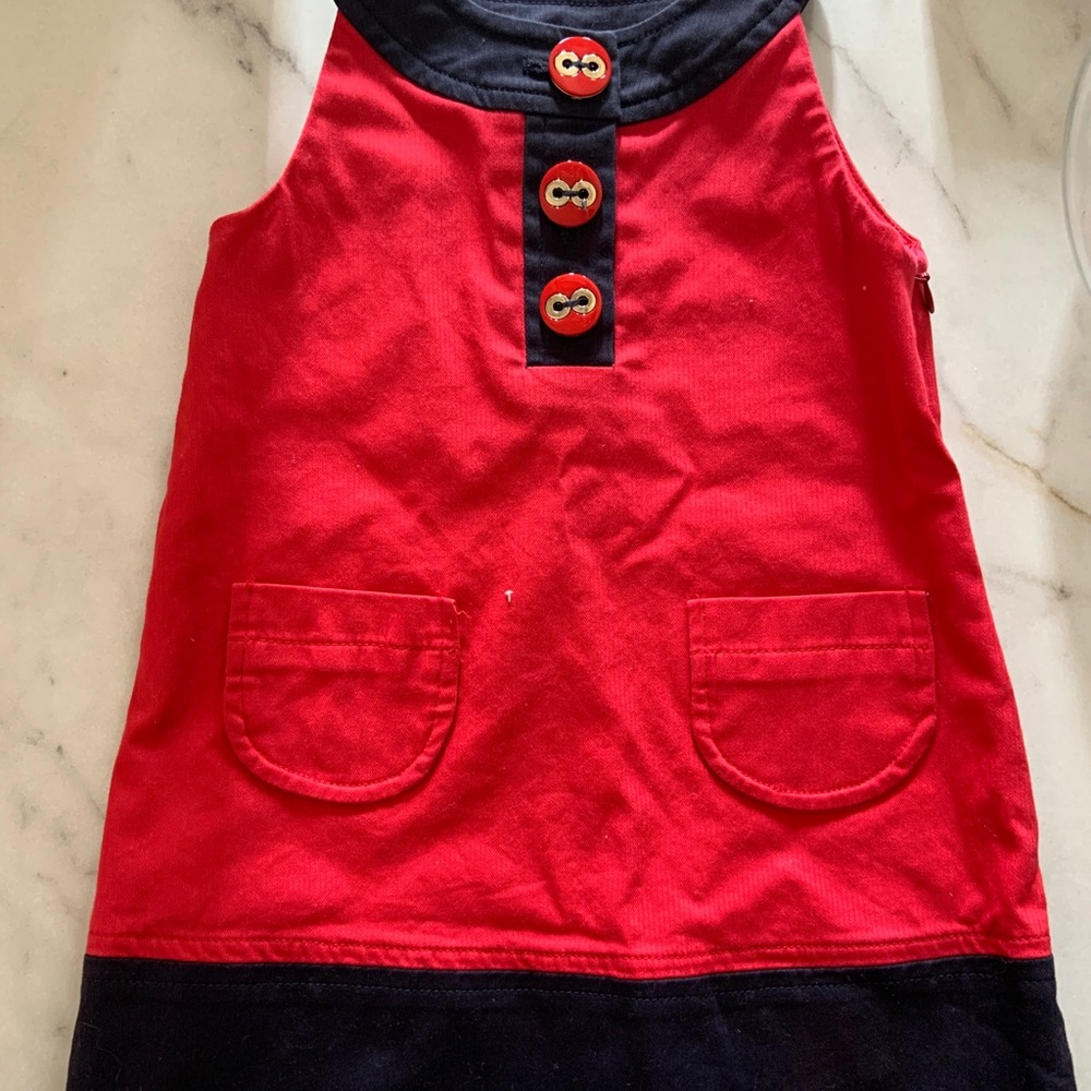 Red/dark blue dress